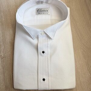 NWT Classic White Textured Dress Shirt formal Long Sleeve, 2XL 18-18.5 32/33